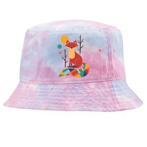 Rainbow Fox Nature Gift Tie-Dyed Bucket Hat