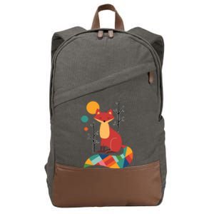 Rainbow Fox Nature Gift Cotton Canvas Backpack