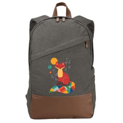 Rainbow Fox Nature Gift Cotton Canvas Backpack