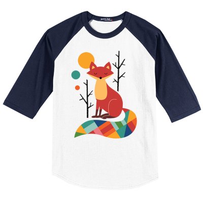 Rainbow Fox Nature Gift Baseball Sleeve Shirt