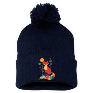 Rainbow Fox Nature Gift Pom Pom 12in Knit Beanie