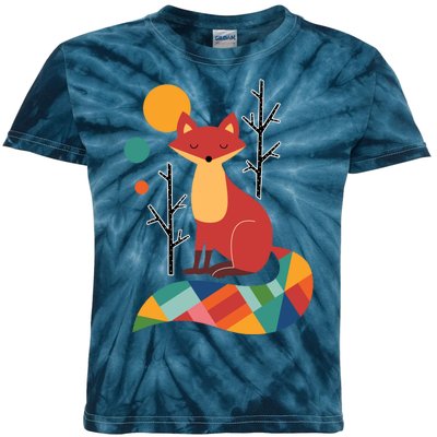 Rainbow Fox Nature Gift Kids Tie-Dye T-Shirt