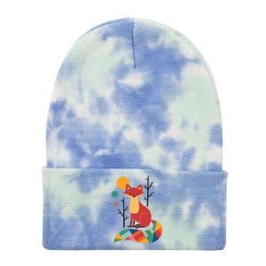 Rainbow Fox Nature Gift Tie Dye 12in Knit Beanie