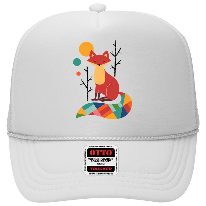 Rainbow Fox Nature Gift High Crown Mesh Back Trucker Hat