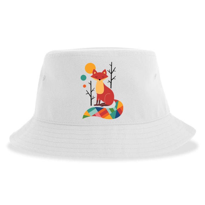 Rainbow Fox Nature Gift Sustainable Bucket Hat