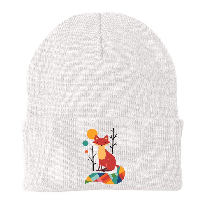 Rainbow Fox Nature Gift Knit Cap Winter Beanie