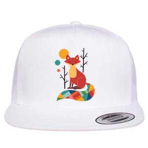 Rainbow Fox Nature Gift Flat Bill Trucker Hat