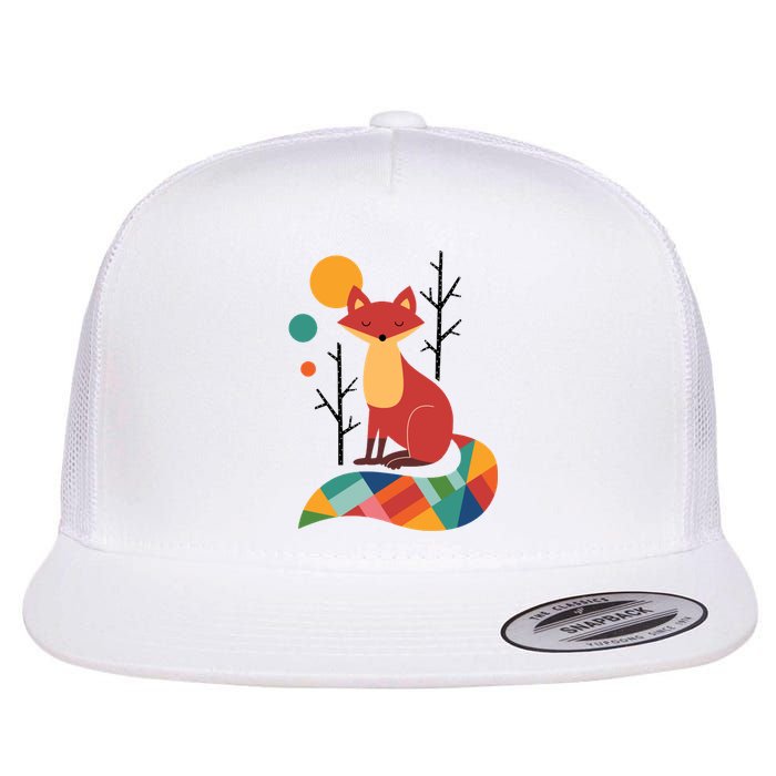 Rainbow Fox Nature Gift Flat Bill Trucker Hat