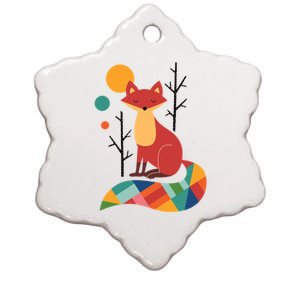 Rainbow Fox Nature Gift Ceramic Star Ornament