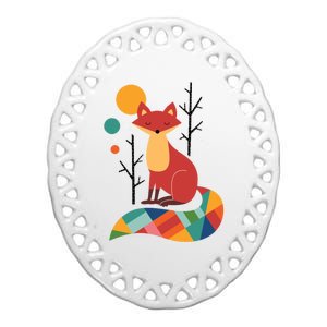 Rainbow Fox Nature Gift Ceramic Oval Ornament