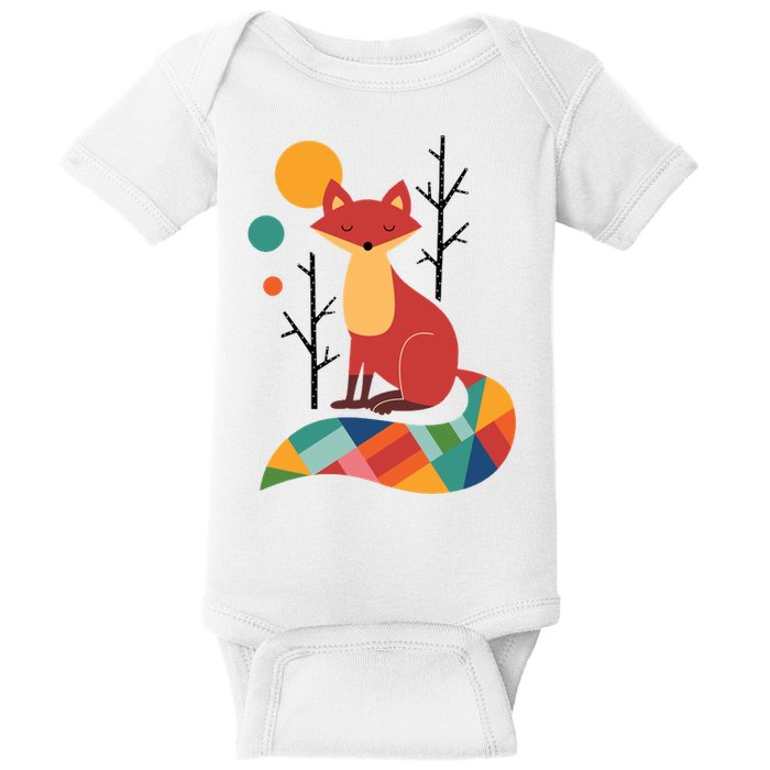 Rainbow Fox Nature Gift Baby Bodysuit