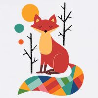 Rainbow Fox Nature Gift Baby Bodysuit