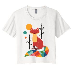 Rainbow Fox Nature Gift Women's Crop Top Tee