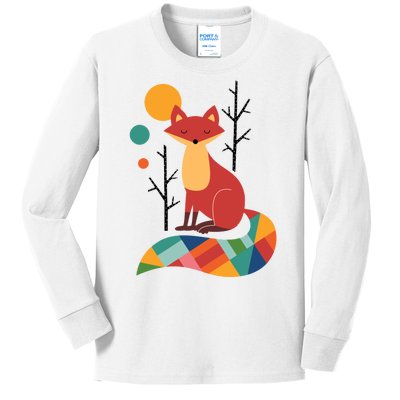 Rainbow Fox Nature Gift Kids Long Sleeve Shirt