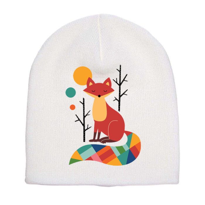 Rainbow Fox Nature Gift Short Acrylic Beanie