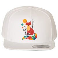 Rainbow Fox Nature Gift Wool Snapback Cap