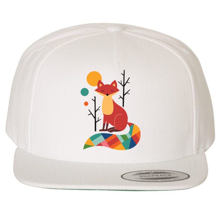 Rainbow Fox Nature Gift Wool Snapback Cap