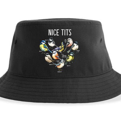 Retro Funny Nice Tits Birds Birdwatcher Bird Watching Humor Gift Sustainable Bucket Hat