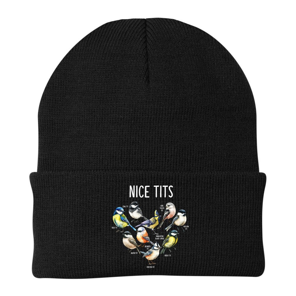 Retro Funny Nice Tits Birds Birdwatcher Bird Watching Humor Gift Beanie