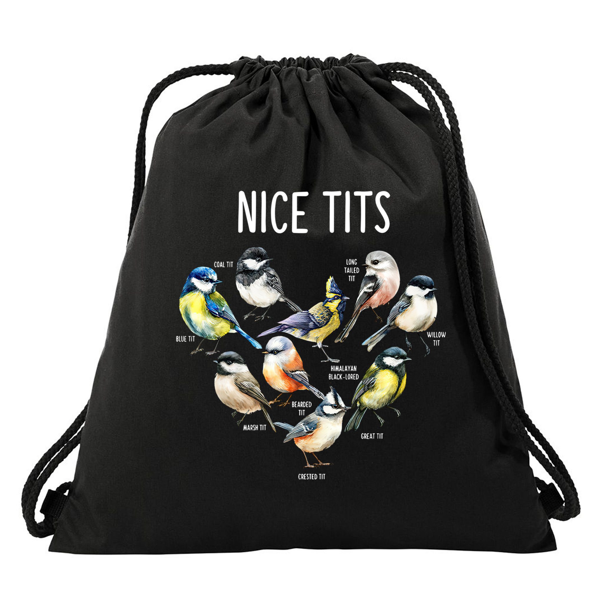 Retro Funny Nice Tits Birds Birdwatcher Bird Watching Humor Gift Drawstring Bag