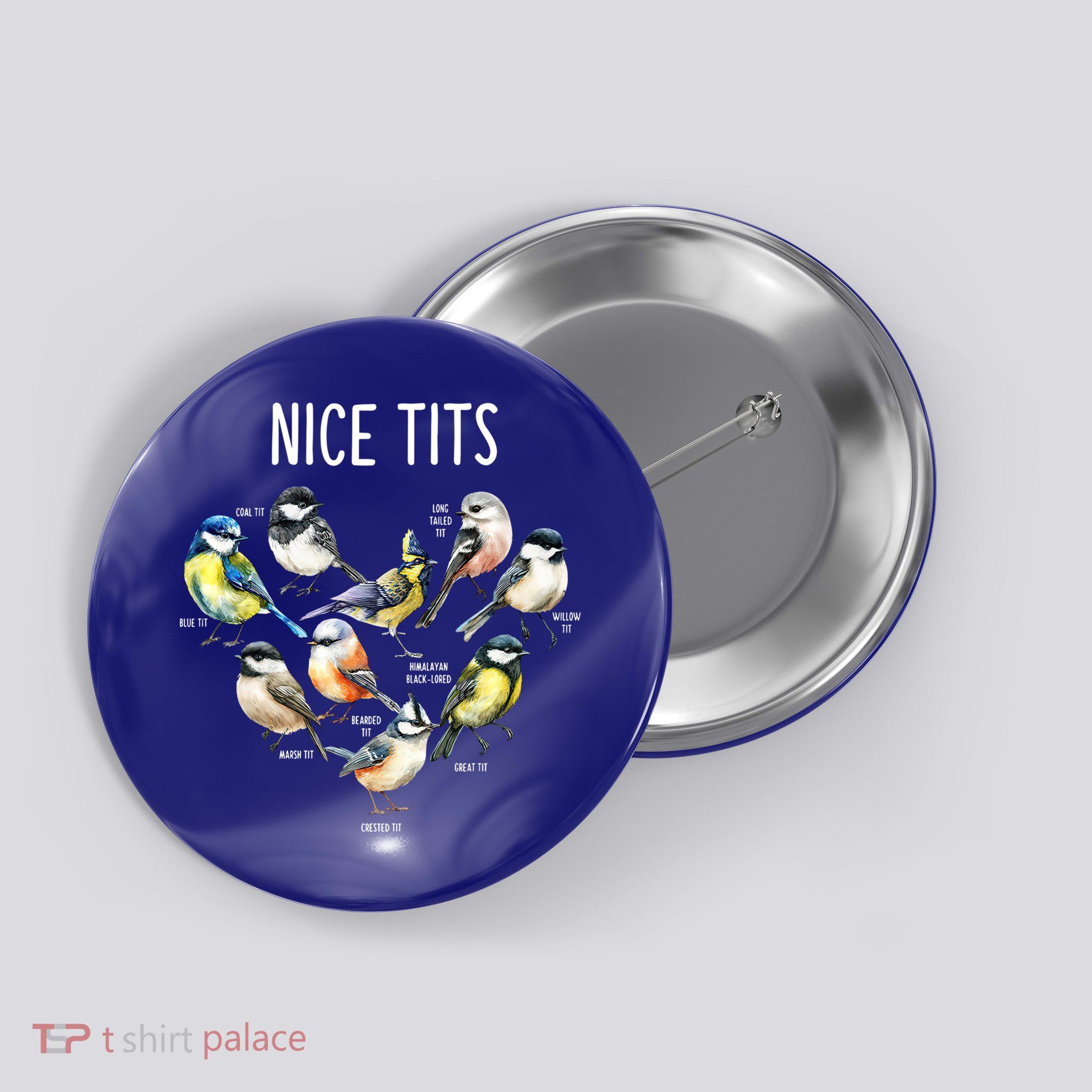 Retro Funny Nice Tits Birds Birdwatcher Bird Watching Humor Gift Button