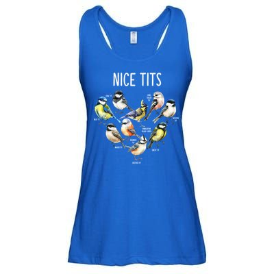 Retro Funny Nice Tits Birds Birdwatcher Bird Watching Humor Gift Ladies Essential Flowy Tank