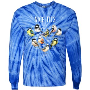 Retro Funny Nice Tits Birds Birdwatcher Bird Watching Humor Gift Tie-Dye Long Sleeve Shirt