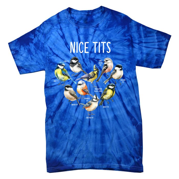 Retro Funny Nice Tits Birds Birdwatcher Bird Watching Humor Gift Tie-Dye T-Shirt