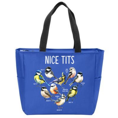 Retro Funny Nice Tits Birds Birdwatcher Bird Watching Humor Gift Zip Tote Bag