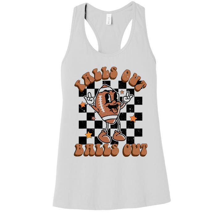 Retro Falls Out Balls Out Football Vintage Thanksgiving Gift Women's Racerback Tank