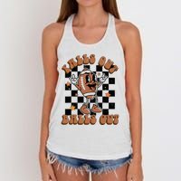 Retro Falls Out Balls Out Football Vintage Thanksgiving Gift Women's Knotted Racerback Tank