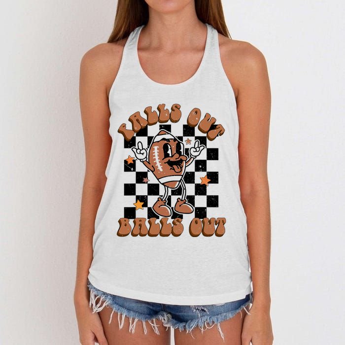 Retro Falls Out Balls Out Football Vintage Thanksgiving Gift Women's Knotted Racerback Tank