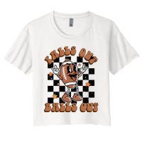 Retro Falls Out Balls Out Football Vintage Thanksgiving Gift Women's Crop Top Tee