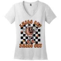 Retro Falls Out Balls Out Football Vintage Thanksgiving Gift Women's V-Neck T-Shirt