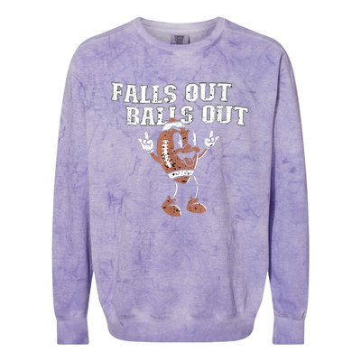 Retro Falls Out Balls Out Football Vintage Thanksgiving Colorblast Crewneck Sweatshirt