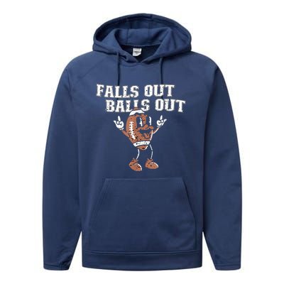 Retro Falls Out Balls Out Football Vintage Thanksgiving Performance Fleece Hoodie