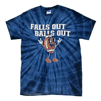 Retro Falls Out Balls Out Football Vintage Thanksgiving Tie-Dye T-Shirt