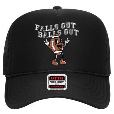 Retro Falls Out Balls Out Football Vintage Thanksgiving High Crown Mesh Back Trucker Hat