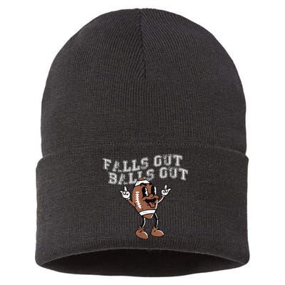 Retro Falls Out Balls Out Football Vintage Thanksgiving Sustainable Knit Beanie