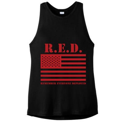 R.E.D. Friday | On Fridays We Wear Red | Remember Everyone Deployed Ladies PosiCharge Tri-Blend Wicking Tank