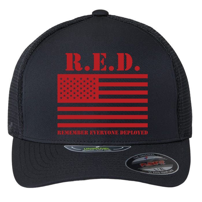 R.E.D. Friday | On Fridays We Wear Red | Remember Everyone Deployed Flexfit Unipanel Trucker Cap