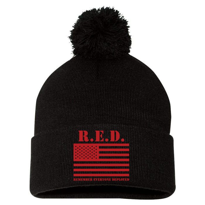 R.E.D. Friday | On Fridays We Wear Red | Remember Everyone Deployed Pom Pom 12in Knit Beanie