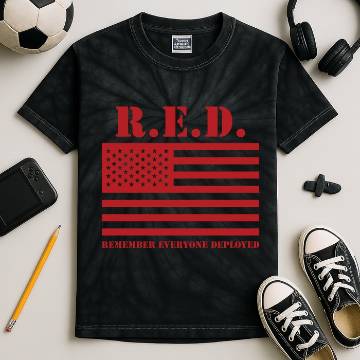 R.E.D. Friday | On Fridays We Wear Red | Remember Everyone Deployed Kids Tie-Dye T-Shirt