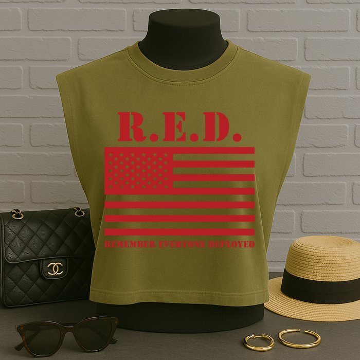R.E.D. Friday | On Fridays We Wear Red | Remember Everyone Deployed Garment-Dyed Women's Muscle Tee