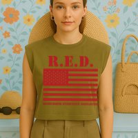 R.E.D. Friday | On Fridays We Wear Red | Remember Everyone Deployed Garment-Dyed Women's Muscle Tee