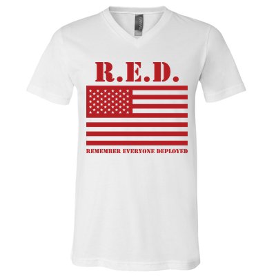 R.E.D. Friday | On Fridays We Wear Red | Remember Everyone Deployed V-Neck T-Shirt