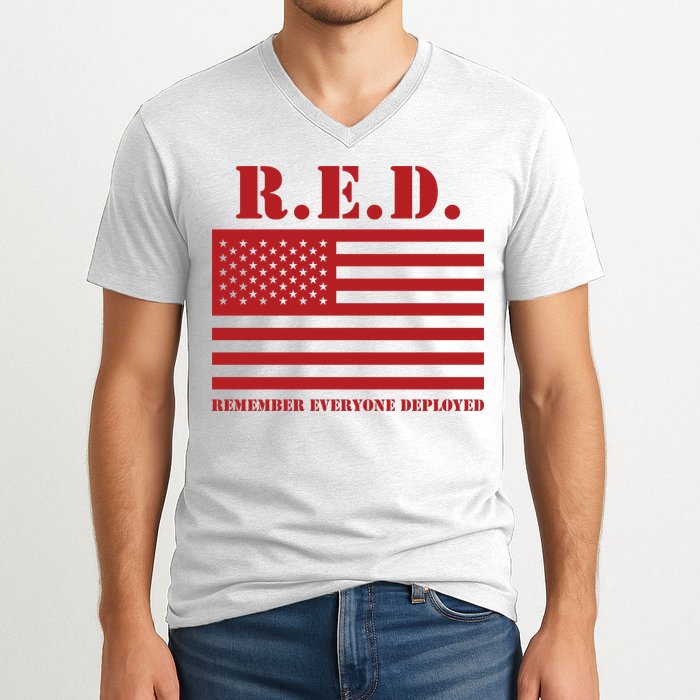 R.E.D. Friday | On Fridays We Wear Red | Remember Everyone Deployed V-Neck T-Shirt