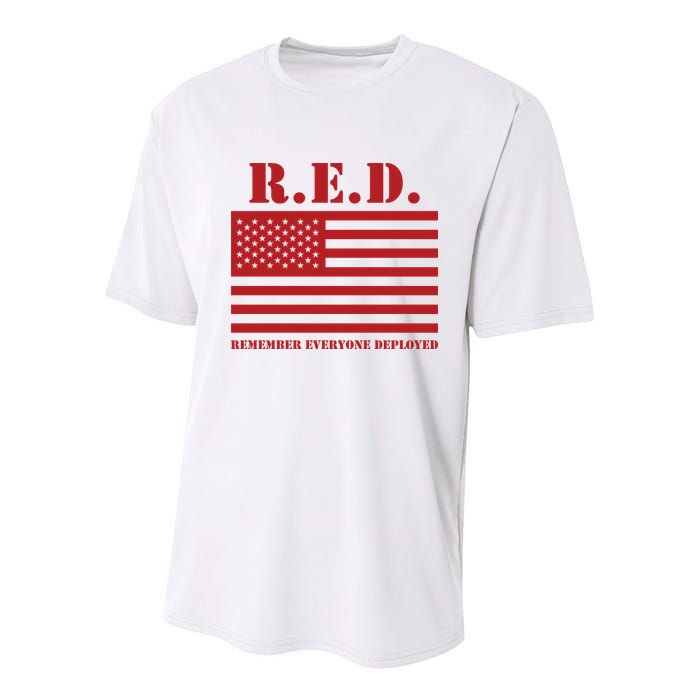 R.E.D. Friday | On Fridays We Wear Red | Remember Everyone Deployed Youth Performance Sprint T-Shirt