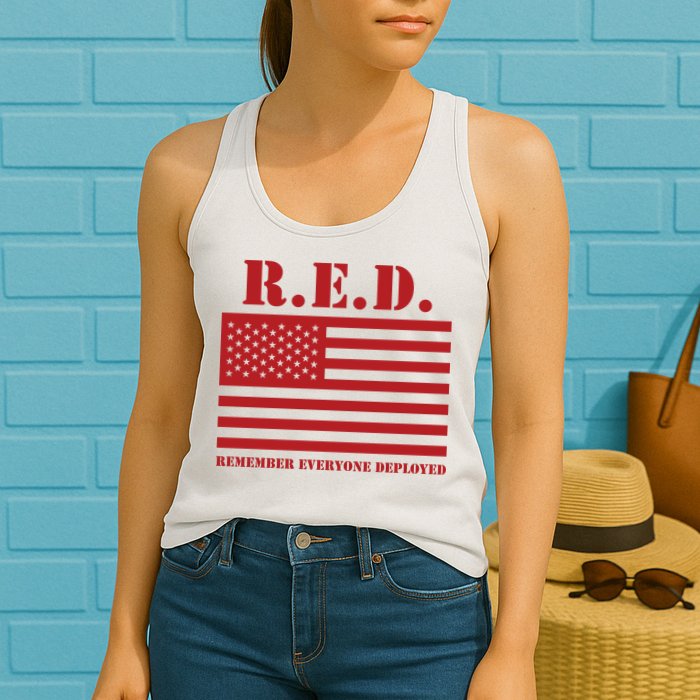 R.E.D. Friday | On Fridays We Wear Red | Remember Everyone Deployed Womens Tank Top