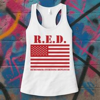 R.E.D. Friday | On Fridays We Wear Red | Remember Everyone Deployed Womens Tank Top